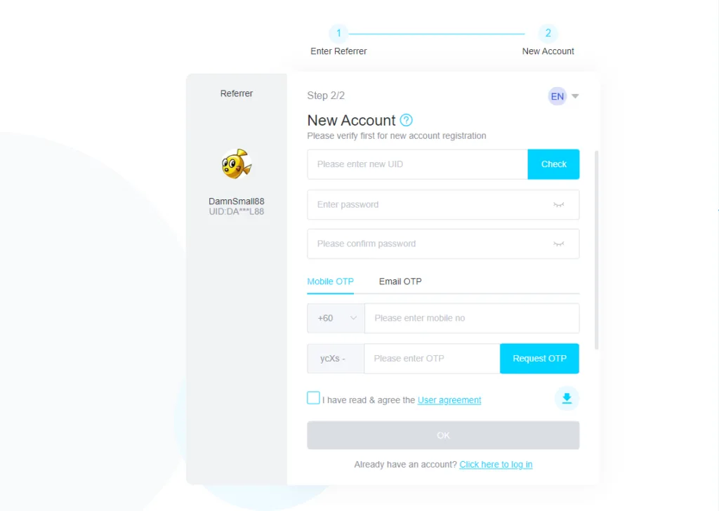 Winbox registration form